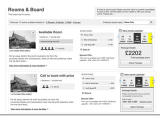 Wireframe of hotel page